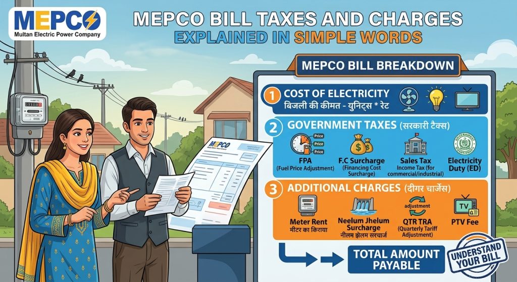 MEPCO Bill Taxes and Charges explained in simple words