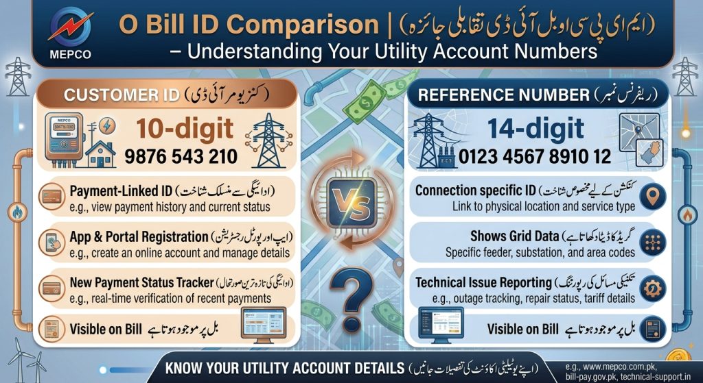 MEPCO Bill Customer ID and electricity consumer information