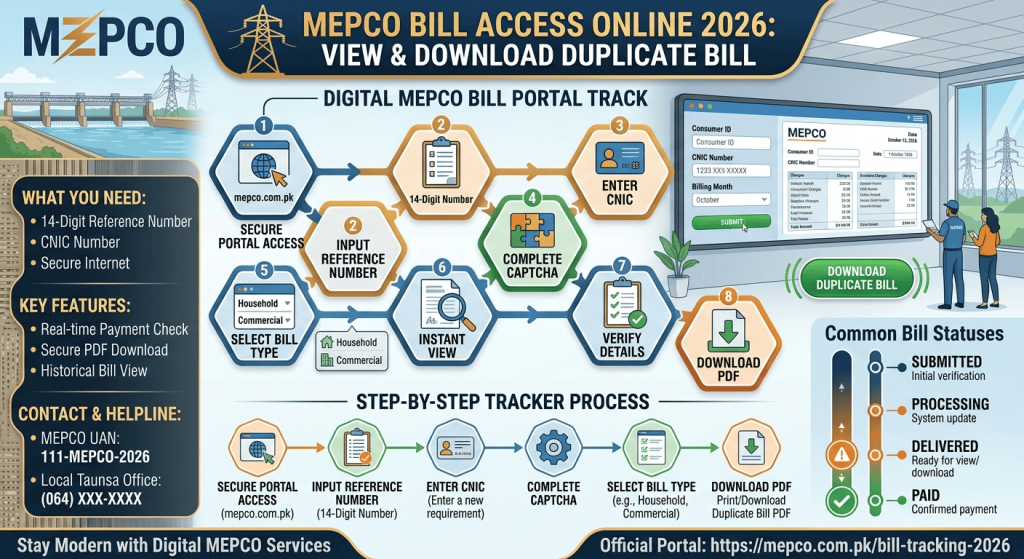 MEPCO Bill Check Online 2026 to view and download a duplicate electricity bill